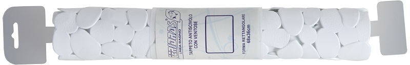 Tappeto antiscivolo ovale in pvc 69x36 cm bianco Feridras 280047-b