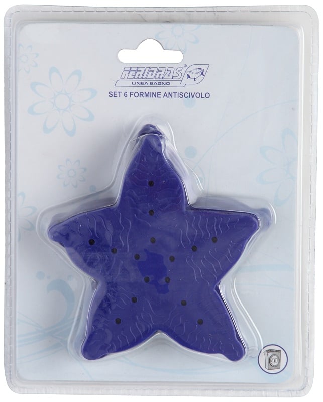 Set formine antiscivolo stella marina in pvc 6 pz blu Feridras 280061-b