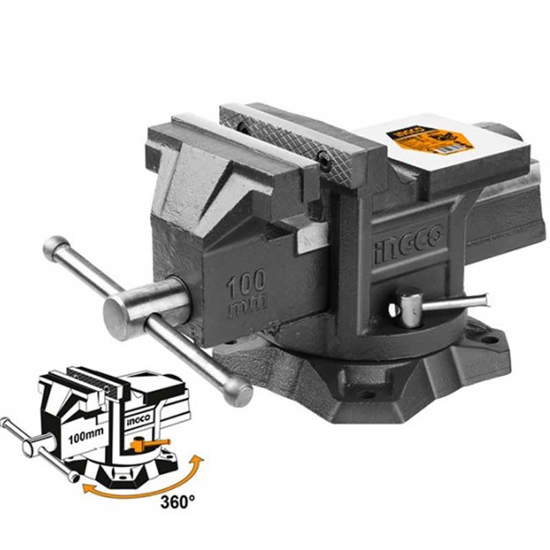 Morsa Da Banco Meister Girevole - 125 Mm, Base Orientabile 360°, Ghisa Robust