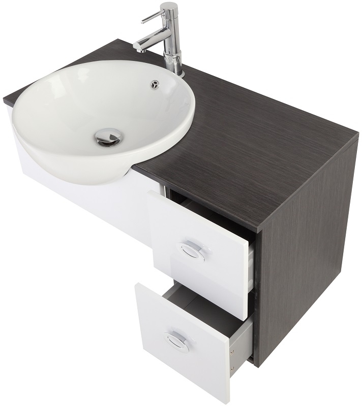 Mobile composizione bagno grigio e bianco 80 cm Feridras 017070