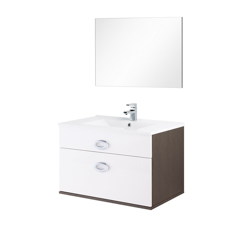 Mobile composizione bagno grigio e bianco 81.5 cm doppia predisposizione Feridras 017072