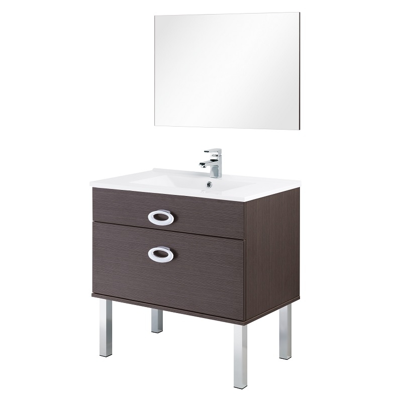 Mobile composizione bagno grigio 81.5 cm doppia predisposizione Feridras 017074