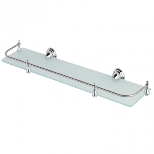 Mensola cromo vetro satinato con piastre in acciaio antiruggine 50 cm linea facile Feridras 091012-b