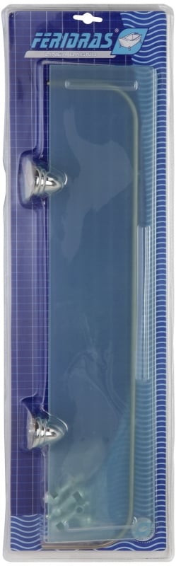 Mensola cromo vetro satinato con piastre in acciaio antiruggine 50 cm linea facile Feridras 091012-b