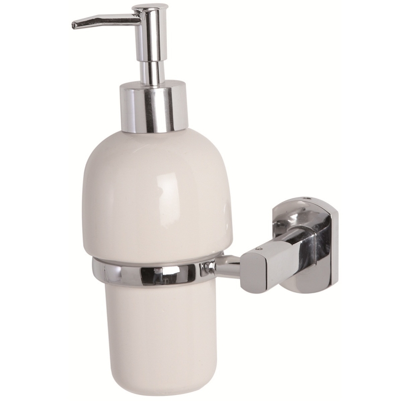 Portadispenser in cromo e ceramica con piastre in acciaio antirugine linea deluxe Feridras 091031-b