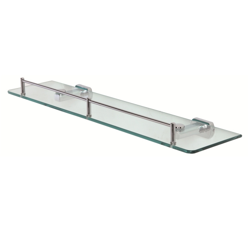 Mensola cromo vetro con piastre in acciaio antiruggine 50 cm linea deluxe Feridras 091041-b