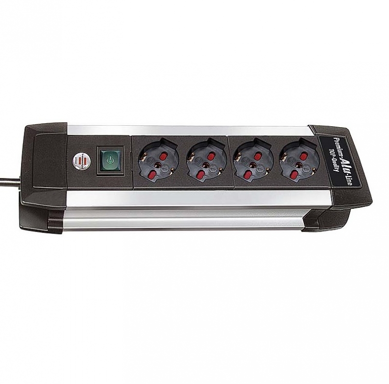 Multipresa in alluminio 4 posti con interruttore 37 cm Brennenstuhl