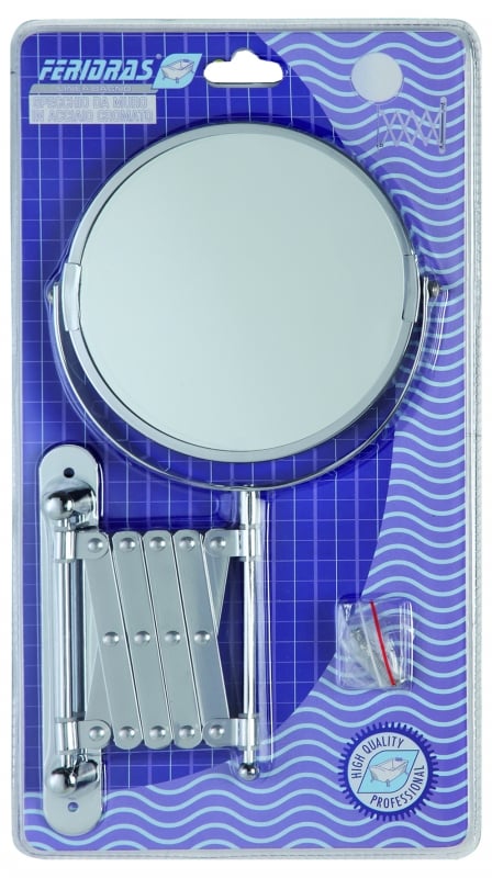 Specchio da muro estensibile in acciaio cromato con doppio specchio ing. x3 diam. 15 Feridras 151018-b