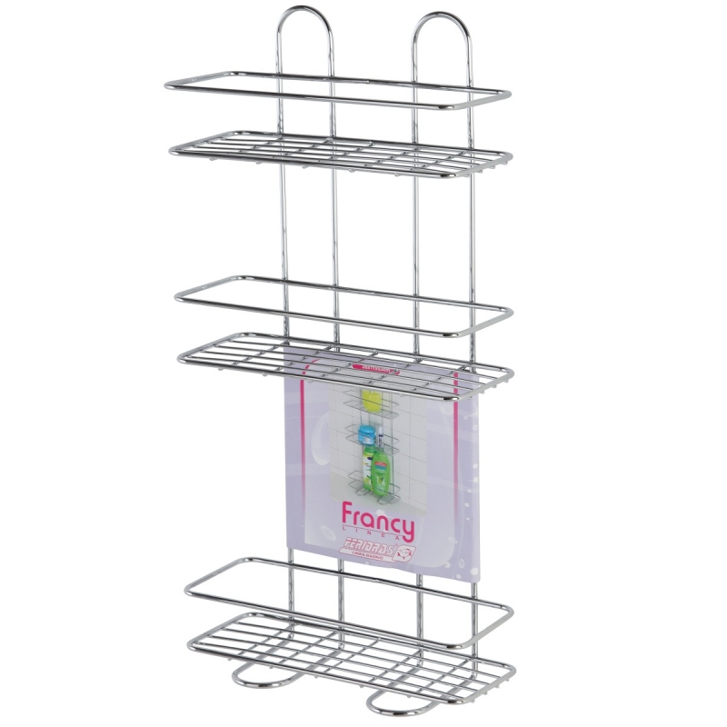 Mensola rettangolare 3 ripiano in acciaio cromato linea francy Feridras 160021-b