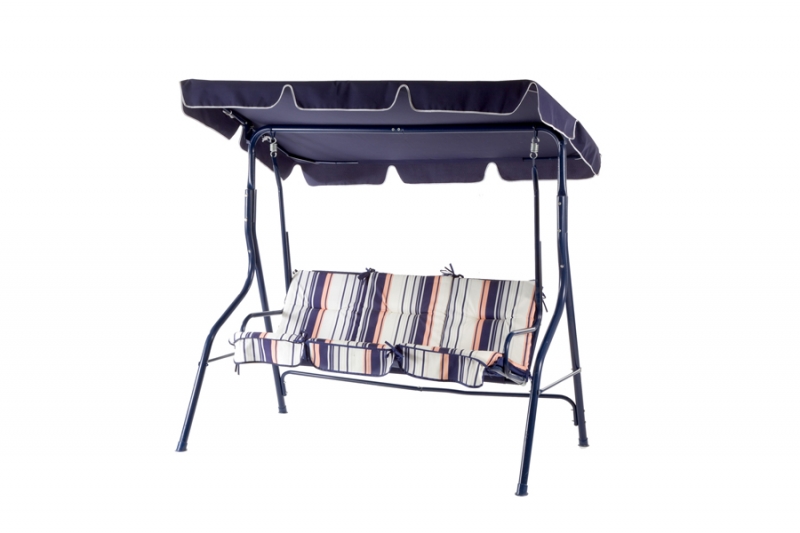 Dondolo 110x170x153 c-cuscino righe navy blu