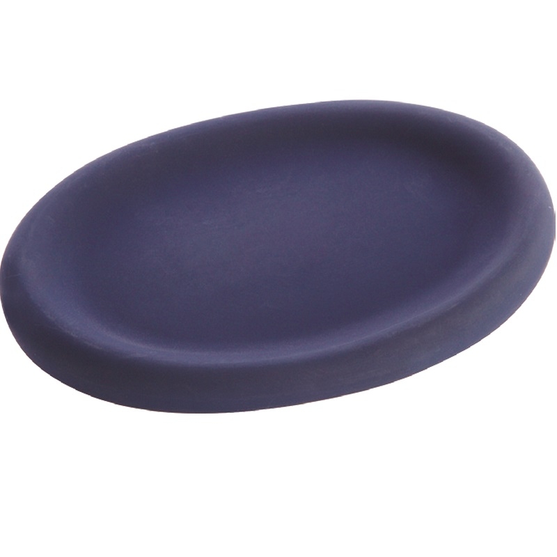 Portasapone in ceramica con finitura in gomma blu scuro linea rubber Feridras 276003-b