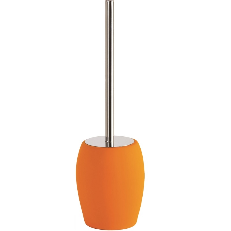 Portascopino in ceramica e acciaio con finitura in gomma arancio linea rubber Feridras 276011-b