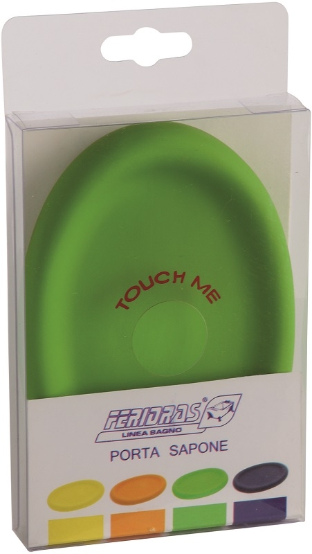 Portasapone in ceramica con finitura in gomma verde linea rubber Feridras 276024-b