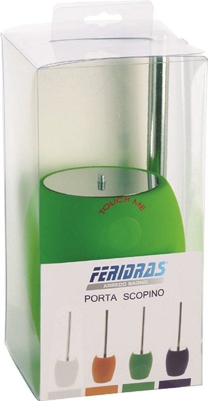 Portascopino in ceramica e acciaio con finitura in gomma verde linea rubber Feridras 276025-b