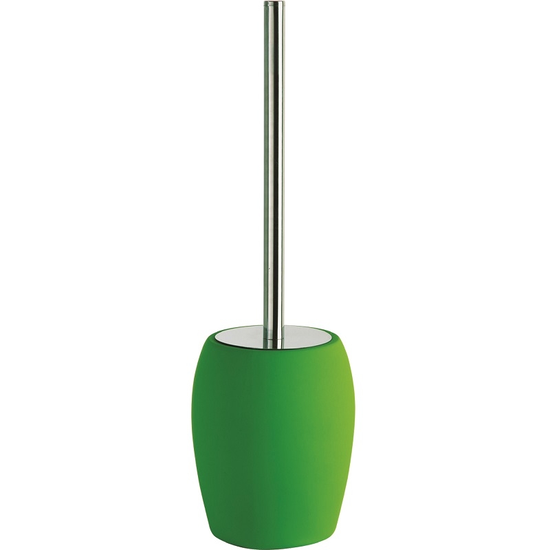 Portascopino in ceramica e acciaio con finitura in gomma verde linea rubber Feridras 276025-b