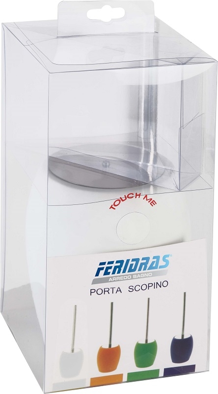 Portascopino in ceramica e acciaio con finitura in gomma bianco linea rubber Feridras 276104-b