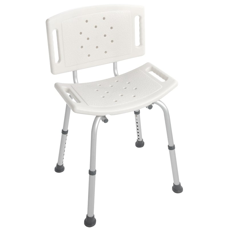 Sedia doccia in alluminio altezza regolabile da 34 a 51 cm con buchi di drenaggio e gommini antiscivolo Feridras 289001-b