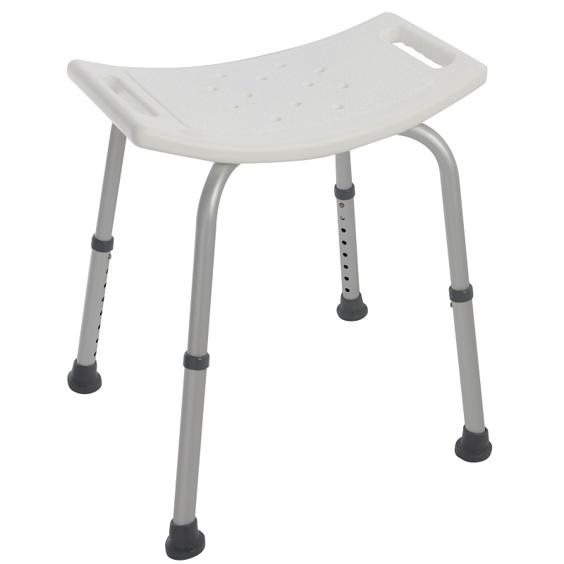 Sgabello doccia in alluminio altezza regolabile da 34 a 51 cm con buchi di drenaggio e gommini antiscivolo Feridras 289002-b