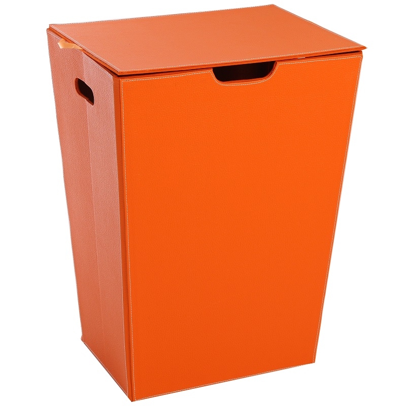 Portabiancheria in ecopelle e mdf arancio Feridras 331003