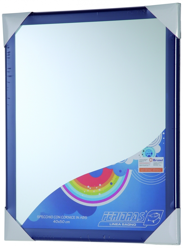 Specchio con cornice in abs blu 40x50 cm Feridras 332009