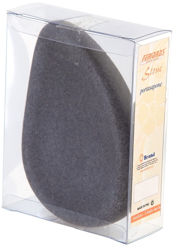 Portasapone in poliresina effetto marmo grigio linea stone Feridras 442003