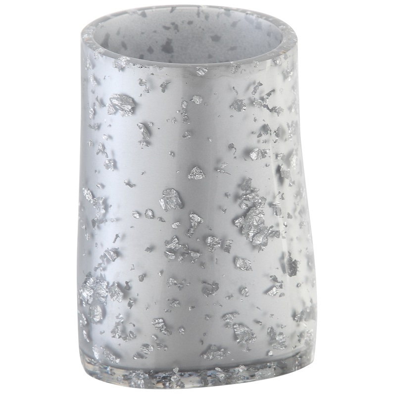 Portaspazzolino in poliresina silver linea glitter Feridras 442010