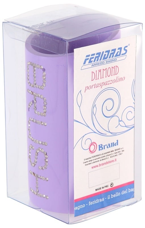 Portaspazzolino in poliresina con brillantini lilla linea diamond Feridras 442034