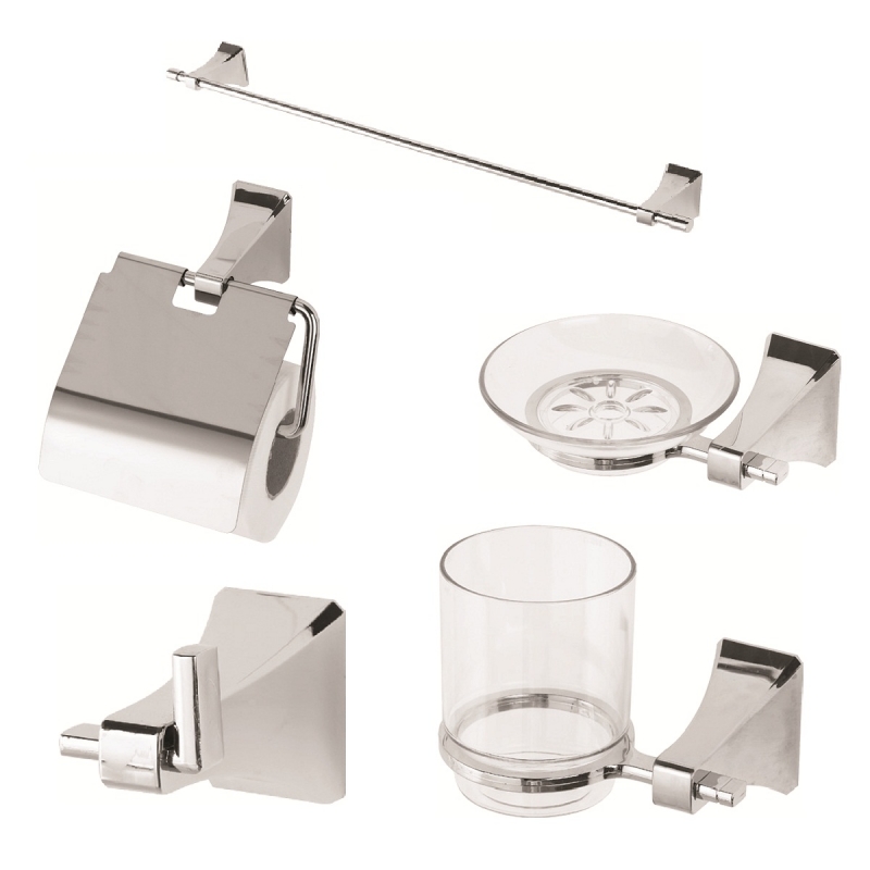 Set accessori bagno in cromo e abs 5 pezzi Feridras 502001-b