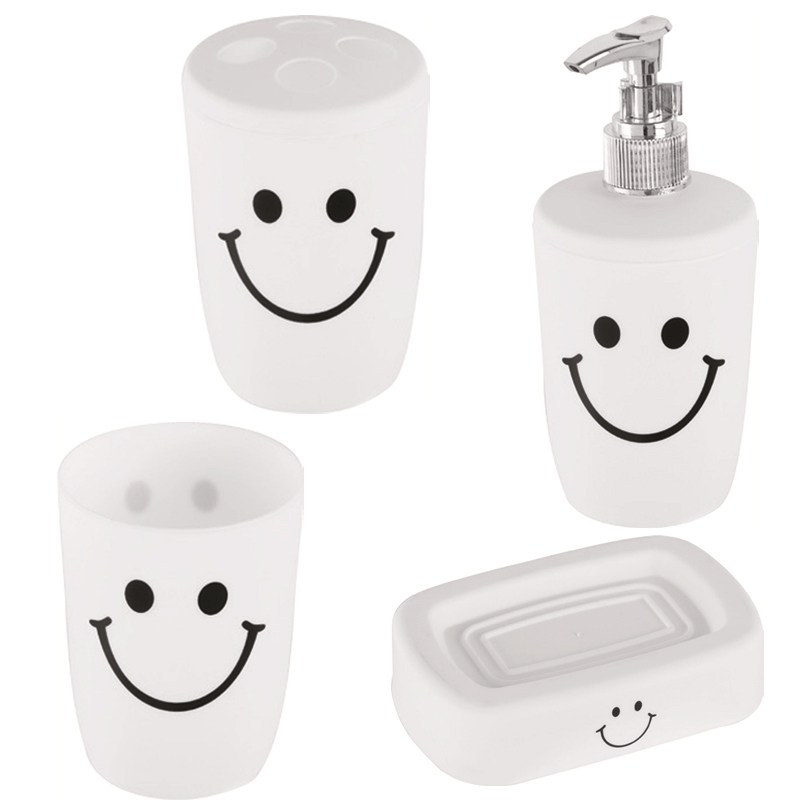 Set 4 pz dispenser portaspazzolino portasapone e bicchiere in pp bianco Feridras 508001