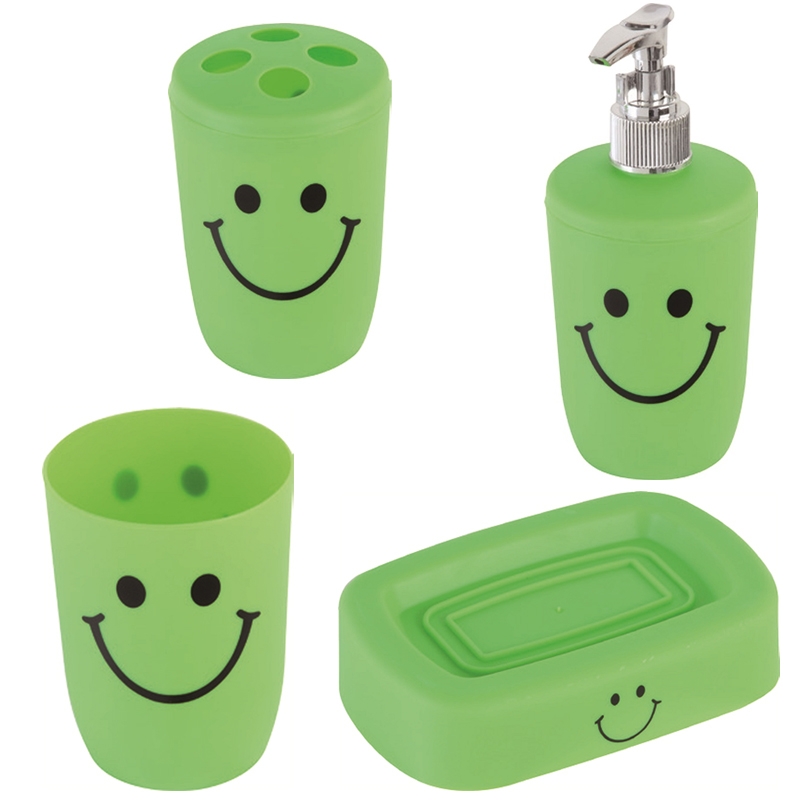 Set 4 pz dispenser portaspazzolino portasapone e bicchiere in pp verde Feridras 508002