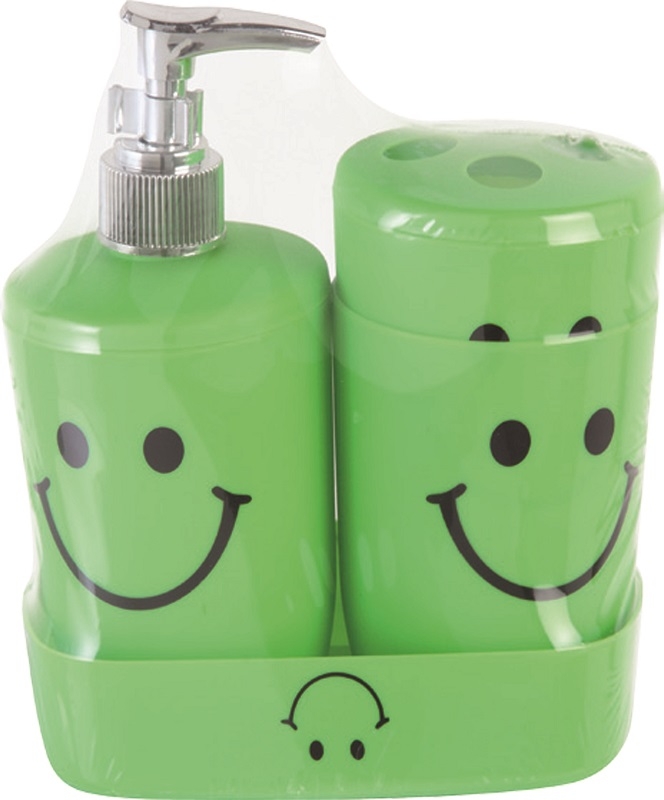 Set 4 pz dispenser portaspazzolino portasapone e bicchiere in pp verde Feridras 508002