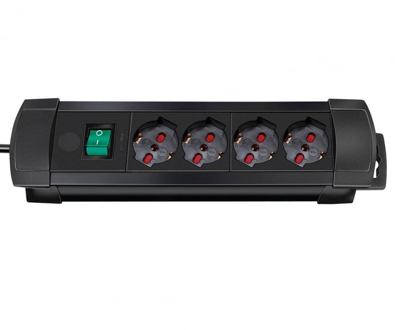 Multipresa in plastica 4 posti con interruttore 36 cm nero Premium Brennenstuhl