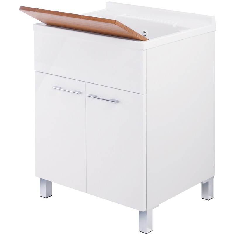 Lavatoio 60 cm laccato bianco fondo in alluminio Feridras 527006