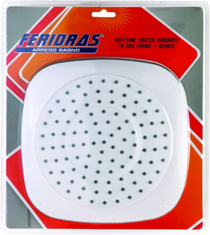 Soffione doccia bianco quadrato in abs cromo Feridras 535001