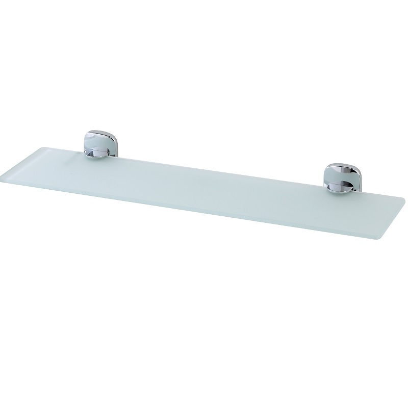 Mensola cromo satinato 50 cm con piastre in acciaio antiruggine linea vera Feridras 607008