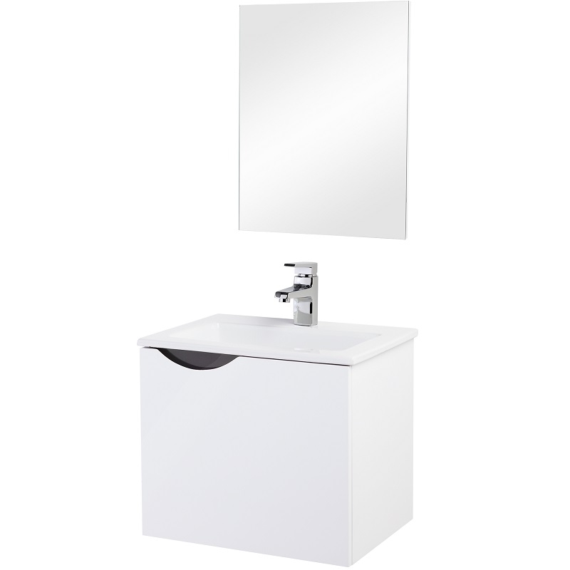 Mobile composizione bagno bianco e grigio 50 cm Feridras 625003