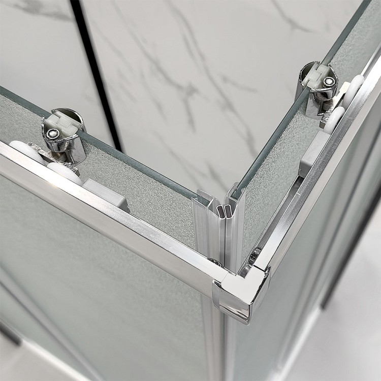 Box doccia angolare cromato H195cm con vetro stampato T-Special Feridras