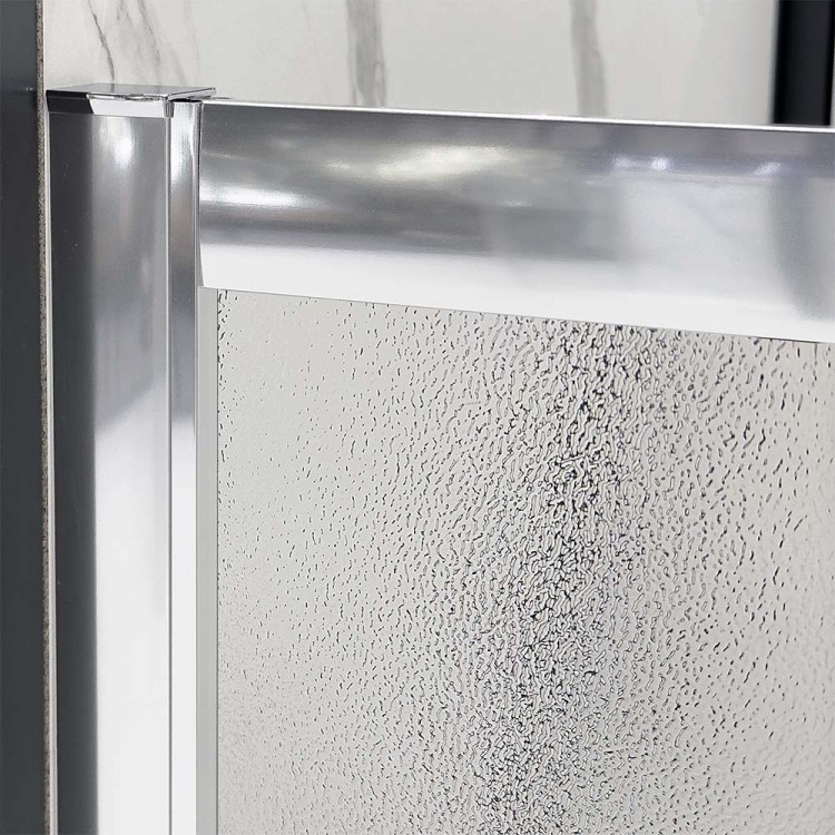 Box doccia angolare cromato H195cm con vetro stampato T-Special Feridras