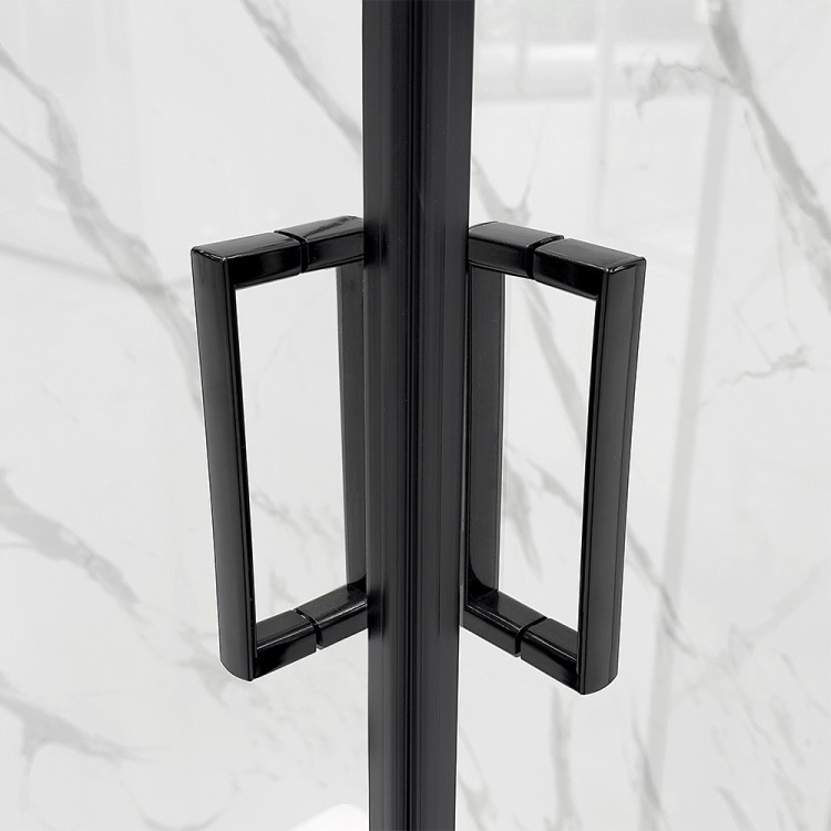 Box doccia angolare nero opaco H195cm con vetro trasparente T-Special Feridras