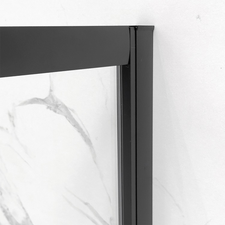 Box doccia angolare nero opaco H195cm con vetro trasparente T-Special Feridras