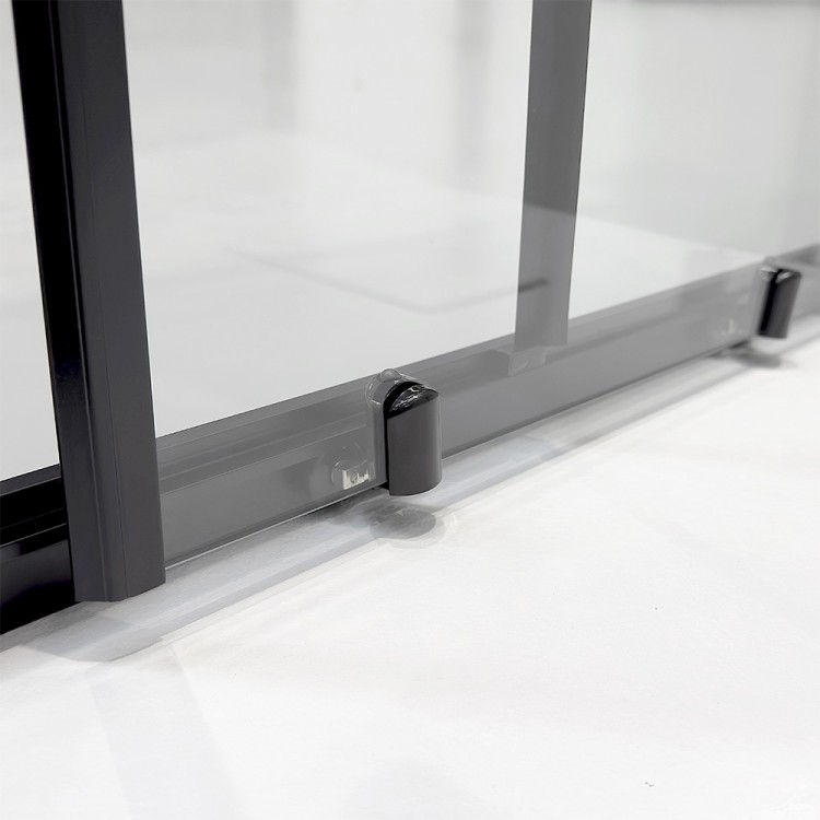 Box doccia angolare nero opaco H195cm con vetro trasparente T-Special Feridras