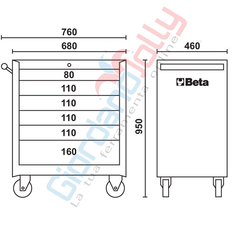 Carrello porta attrezzi Beta 6 cassetti C04BOX