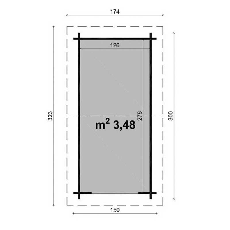 Casetta Da Giardino In Legno Lucia 150 x 300 cm Losa Legnami