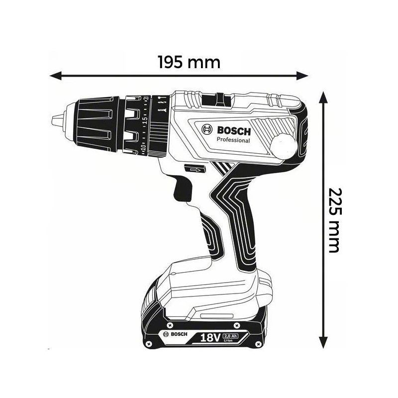 Trapano a percussione a batteria Bosch GSB 18-2 Li 2 batterie da 2.0 Ah Litio