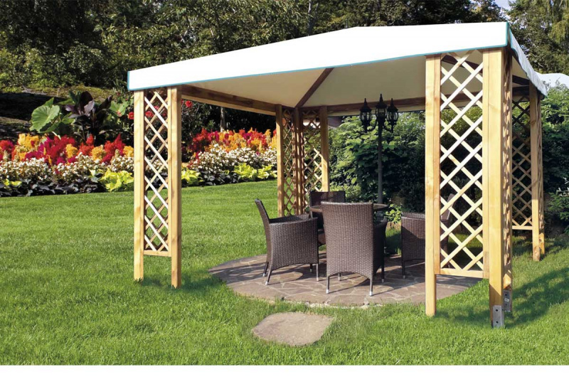 Gazebo in Legno Capri Con Rivestimento in PVC Losa Legnami 