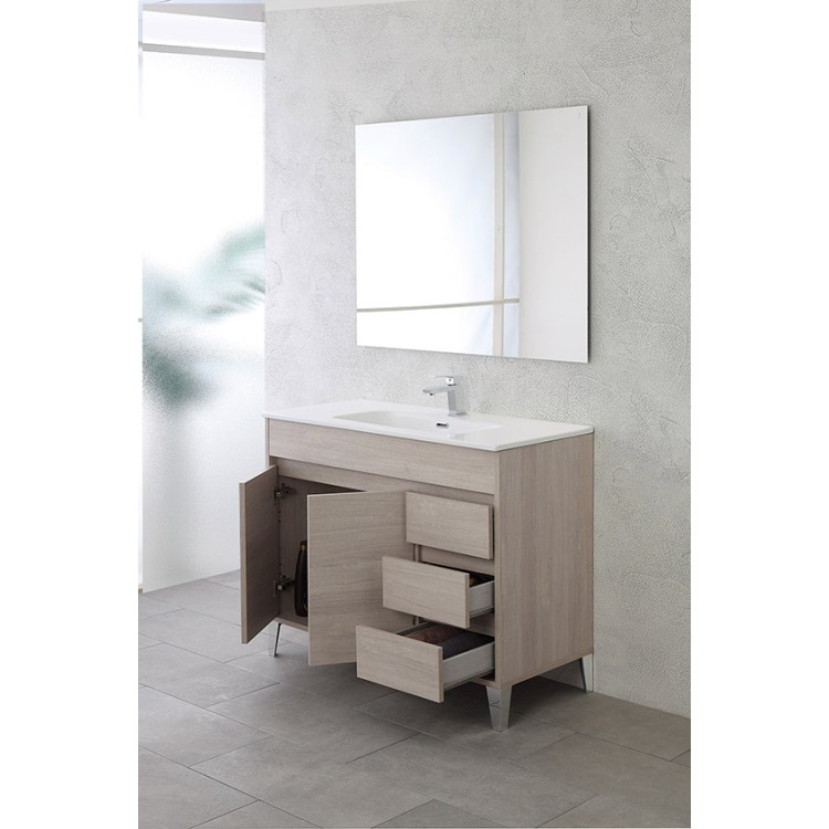 Mobile da bagno 102cm rovere chiaro con 2 ante e 3 cassetti Mondo 2.0 Feridras