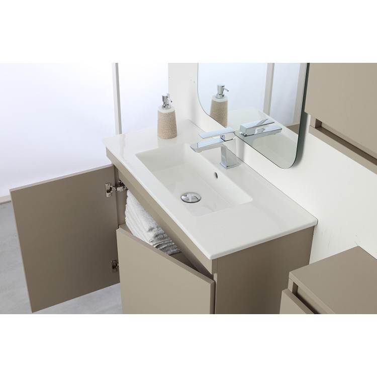 Mobile da bagno sospeso 80cm tortora con 2 ante Pastello Feridras