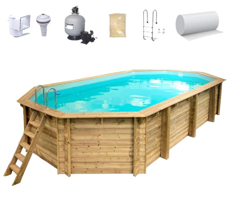 Piscina Fuori Terra In Legno Ottagonale 657 x 407 Cm Losa Legnami