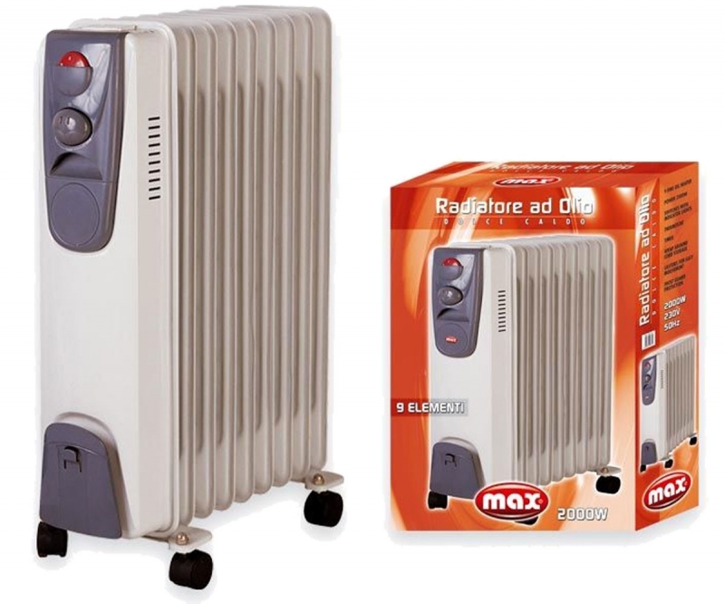 Radiatore ad olio 9 elementi 2000 Watt Max