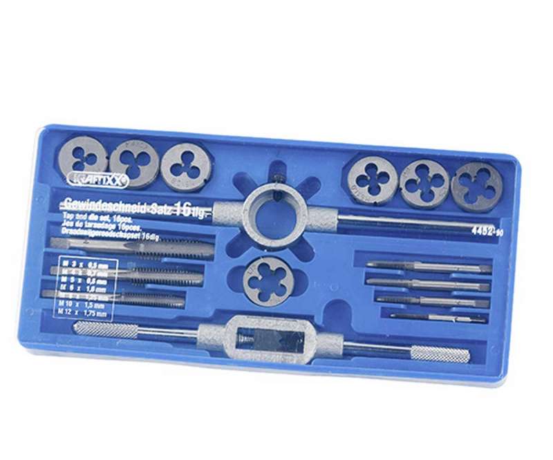 Set 16pz. di filiere e maschi per filettatura Kraftixx